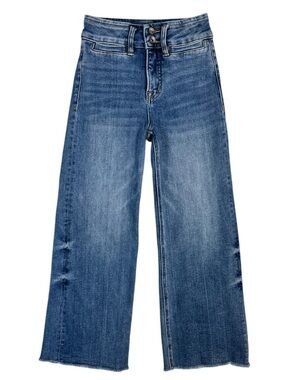 Bayeas High Rise Cropped Wide Leg Raw Hem Jeans Womens Size 24 X 25